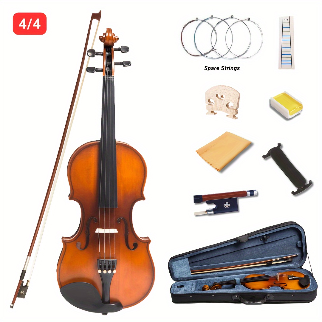 VL-205 4/4 Violin Acoustic Violin Fiddle Kit Spruce Starter Violins For  Beginner Adults Students, With Travel Hard Case, Bow, Extra Strings,  Shoulder