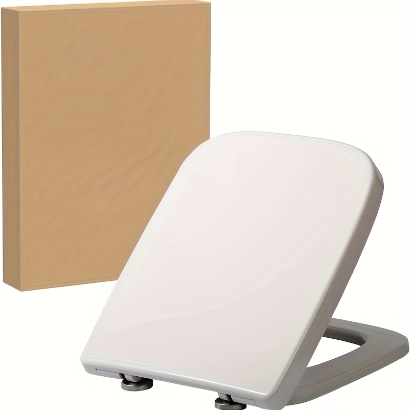 Image of 1pc Toilet Lid With Gentle , Quick Fixing/quick Installation, Hard Plastic, Square White Toilet Lid