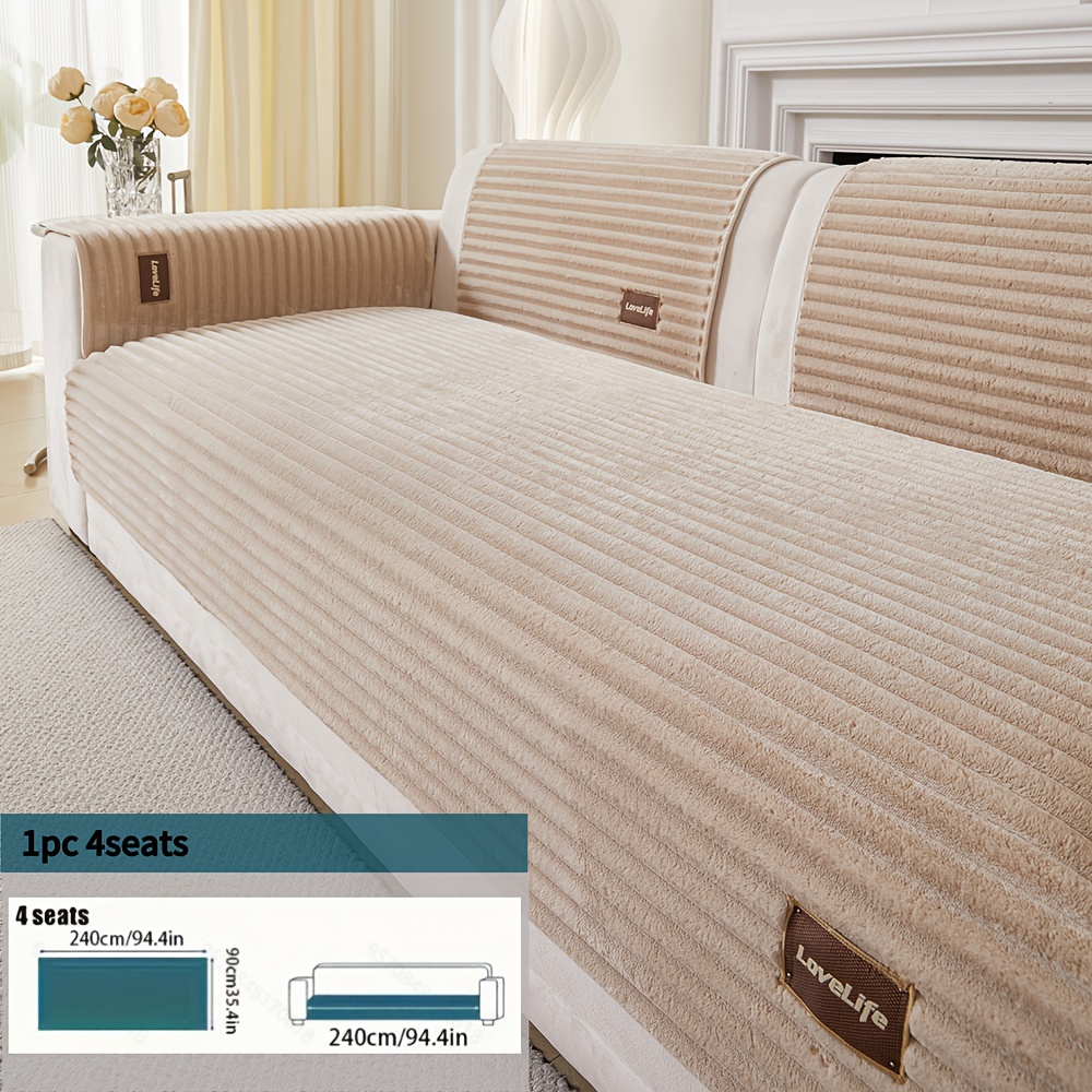 TEMU Comfortable Short Plush Sofa Cushion, 5 Colors , High-end Luxury, Machine Washable, Suitable For Autumn And Winter, Pet-friendly, Anti-slip And