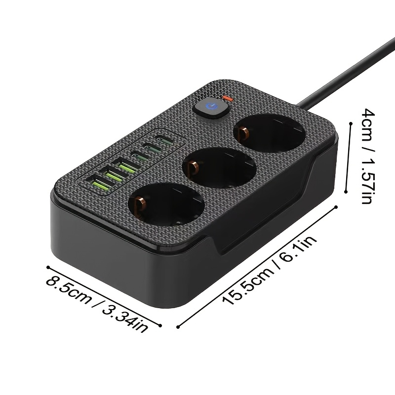 2024 Naujas Daugiafunkcis Elektros Juostos/Įkrovimo Lizdas/Įkrovimo Juosta, Įrengtas su 3 Elektros Lizdais, 3 USB-A ir 3 TYPE-C, Tinkamas Namams, Biurui, Virtuvei, Garažui, Lauko Naudojimui