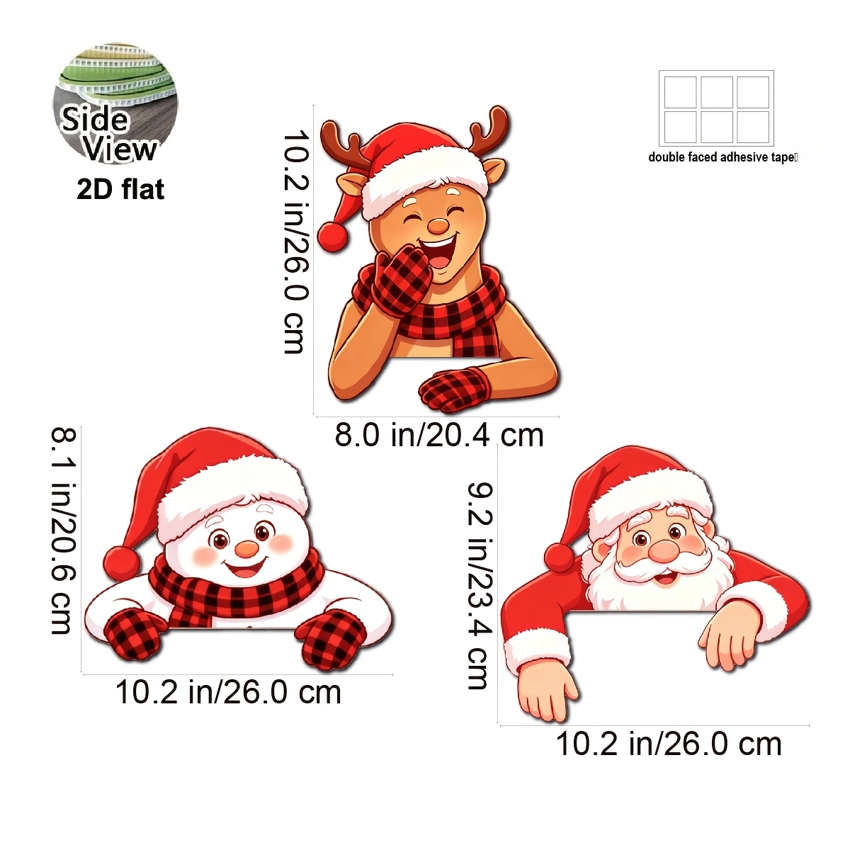TEMU 【2d Flat】 [2d Flat] 2d Flat Christmas Cartoon Snowman Reindeer Old Man Fence Decoration