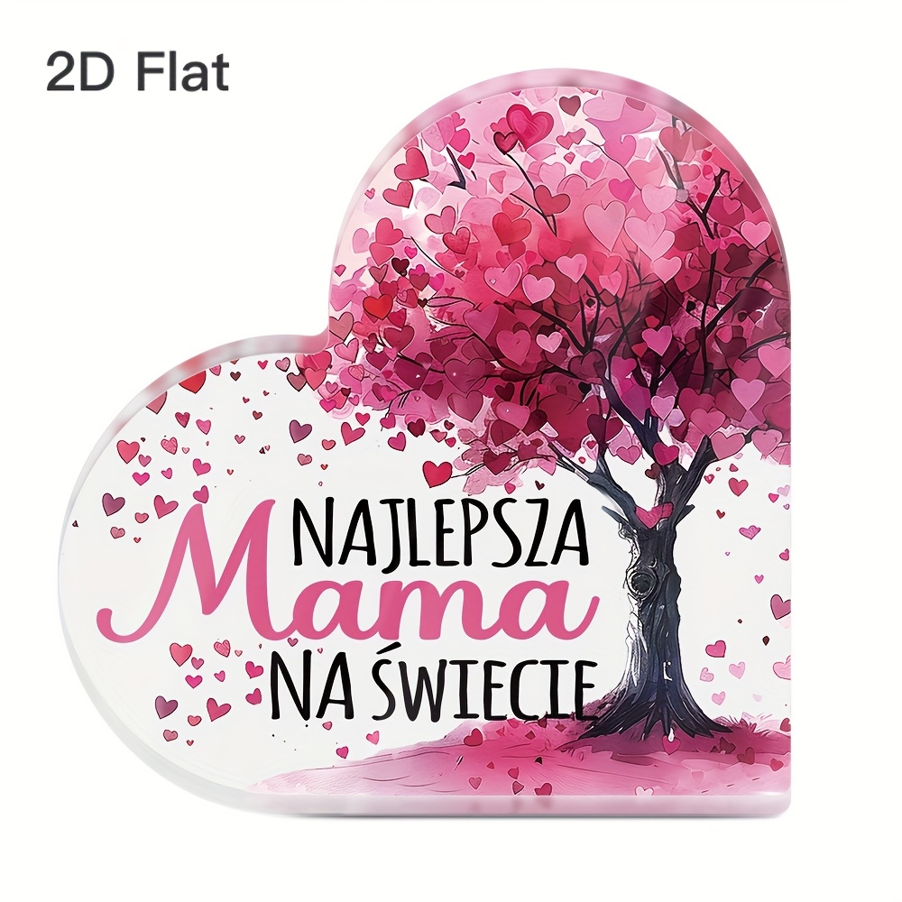 E-shop 2D Flach, 2D Flach Putuo Deko 1 Stück Polnisches Herzförmiges Acrylschild Tischdeko, der Welt, Schreibtischdekoration für Zuhause Landhaus