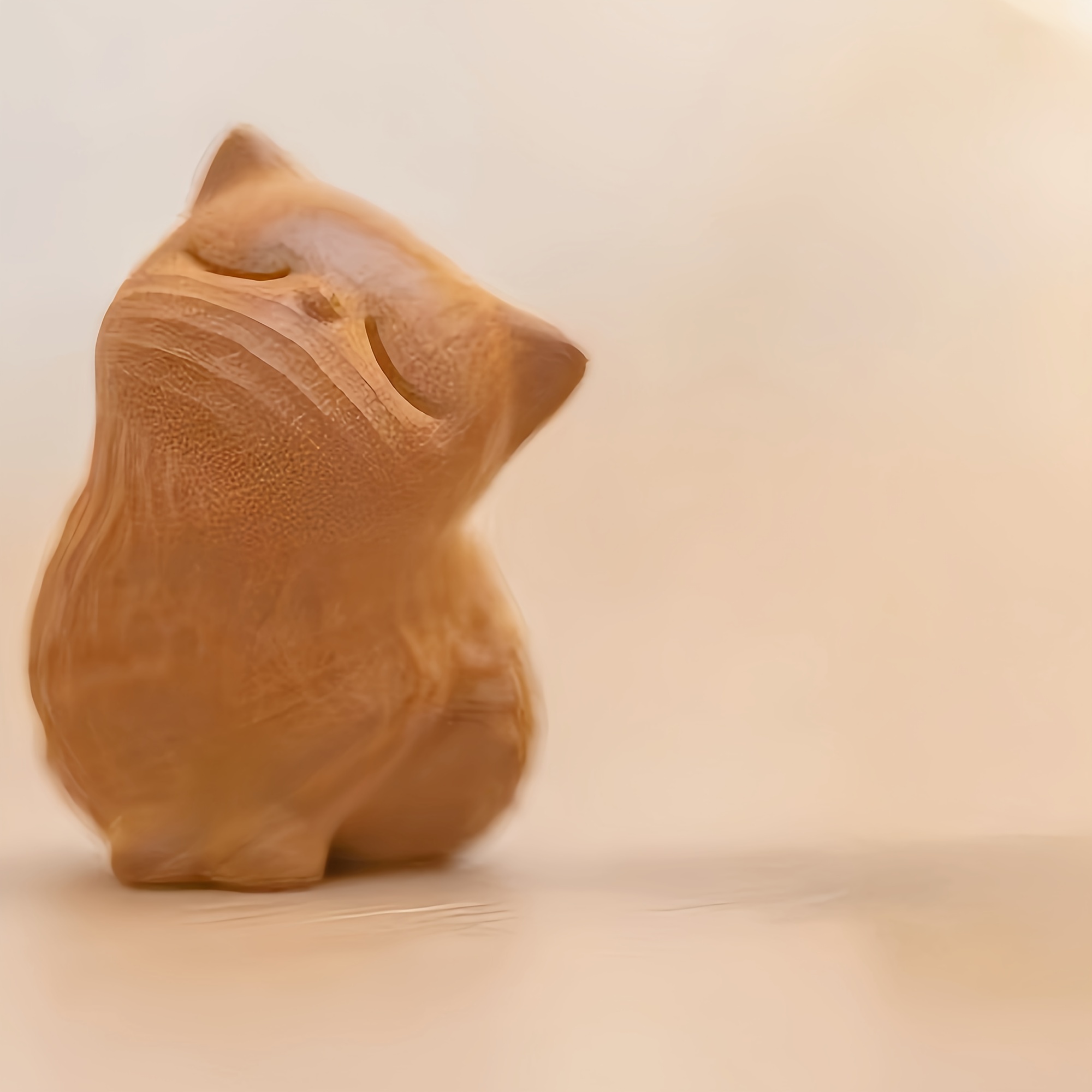 Image of 1pc Cute Wooden Carved Tilted Head Cat Small Statue Ornament, Desktop Decoration Craft, Adorable Thinking Kitten, Gift For Cat Lovers