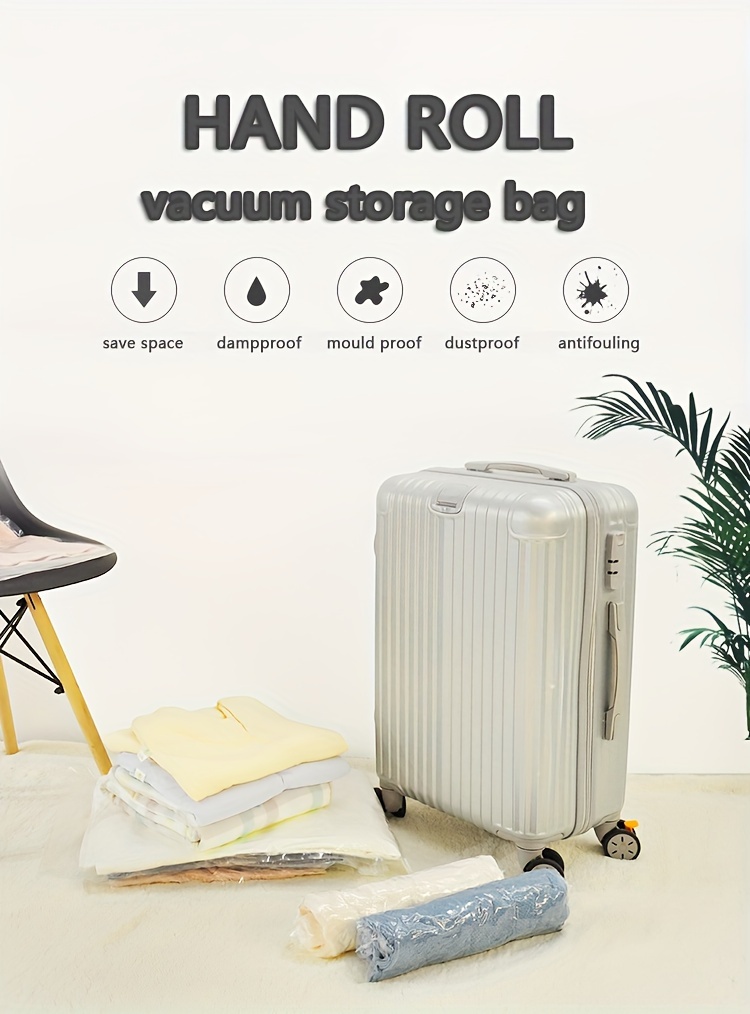 10pcs small hand roll vacuum compression bag rolling   saver bag no pump needed vacuum storage bag travel luggage storage organizer for clothes travel accessories  s details 0