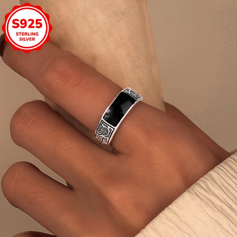 

A Stylish And Ring With A Retro Gel Floral Pattern, Weighing 3 Grams Of 925 Silver, Vacation Parties.