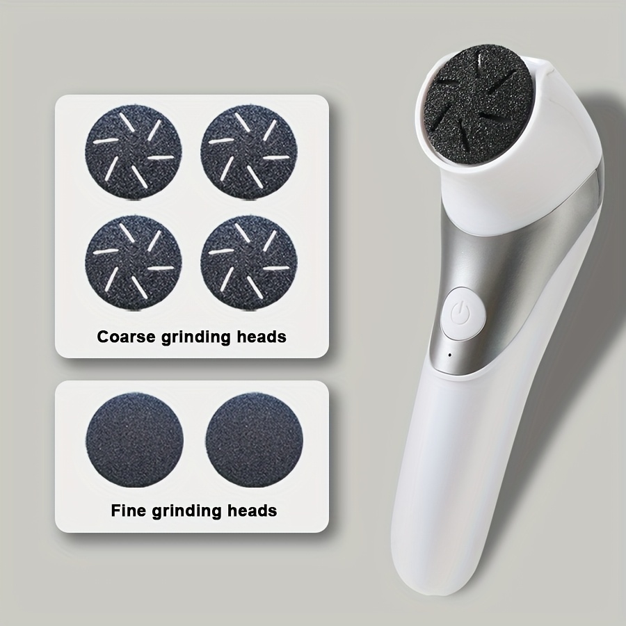 Image of Electric Foot Remover With 3/6pcs Replacement Heads, Electric , Usb Rechargeable Electric Foot File, Thick Skin Polishing, Professional Pedicure Tool For Cracked And Hardened Feet, Lithium Battery