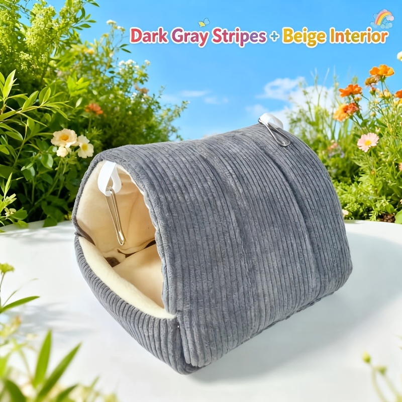 TEMU Thickened Parrot Winter , Tiger Skin Xuanfeng Bird Hanging Hammock Winter , Bird Cage Cold-proof Pet Bird Supplies