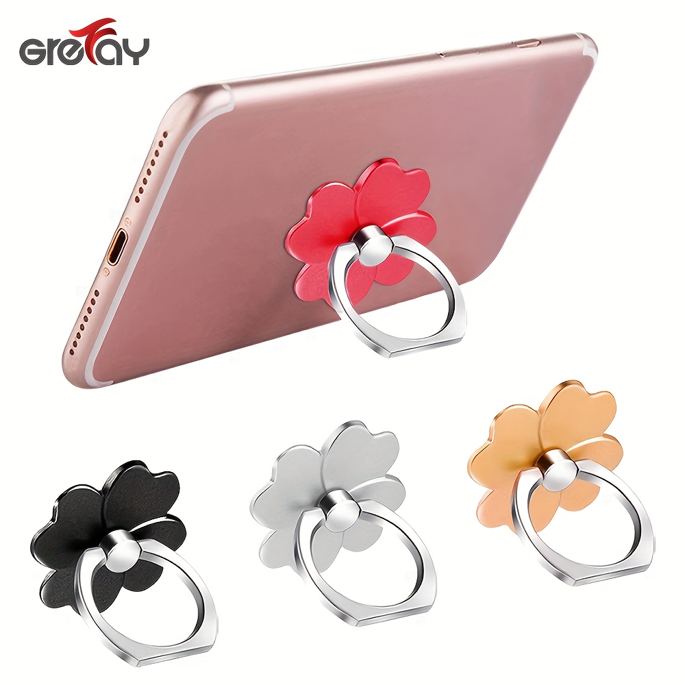 

360° Rotation Clover Shaped Aluminum Alloy Cell Phone Ring Stand Holder - Universal For Iphone & Samsung Galaxy