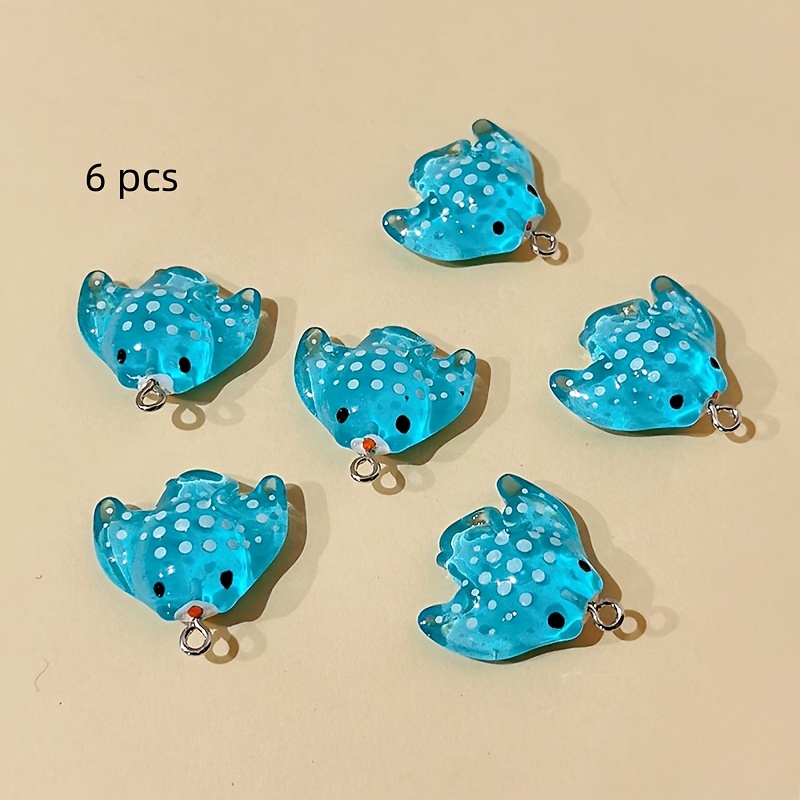 Image of 6pcs Cute Ray Fish Resin Charms Lovely Marine Animal Pendant Accessory Jewelry Make Accessory