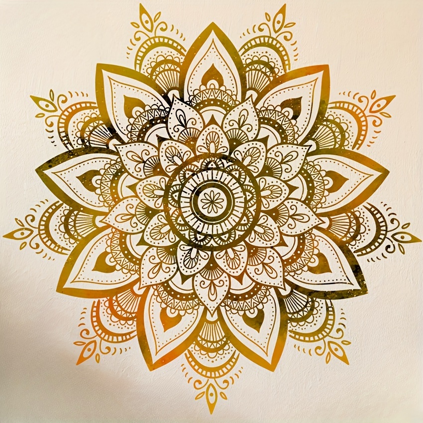 Image of 1pc Artistic Mandala Flower Wallpaper Sticker, Self-adhesive Decorative Art For Bedroom And Living Room