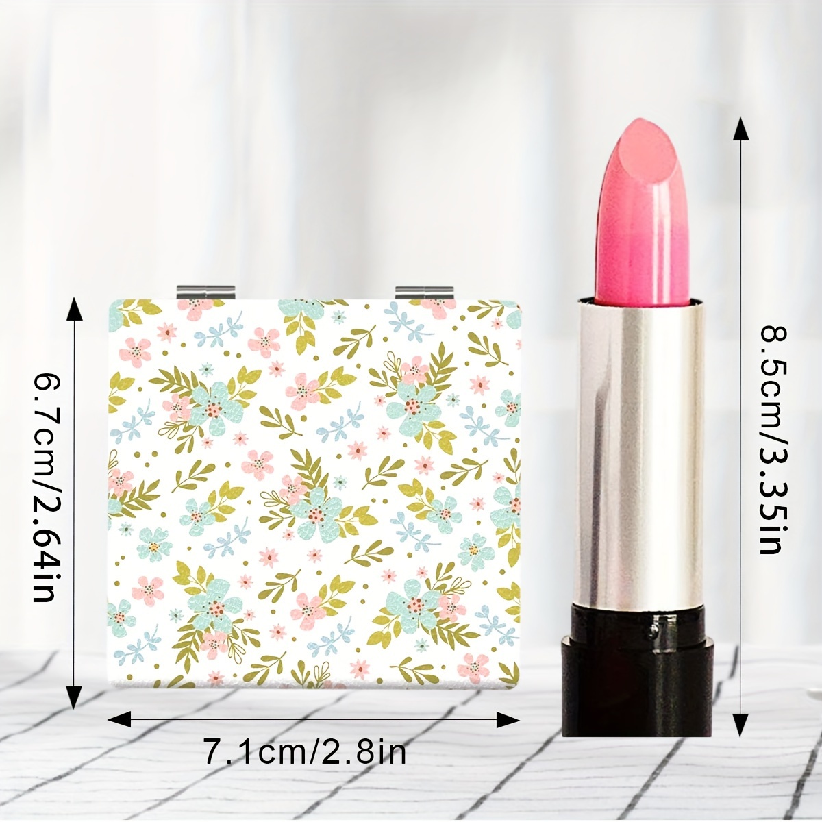 Portable Pocket Makeup Mirror Foldable HD Pastoral Style Floral
