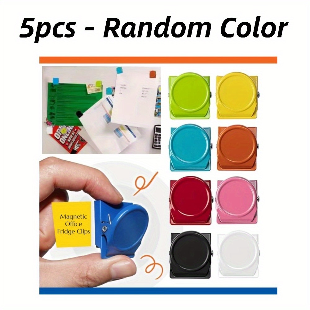 Image of Magnetic Clips For Offices, Refrigerators, And More; Colorful Document Organizers; Sticky Note Organizers; 5pcs Kitchen Reminder Clips; Magnetic Office Clips, Random Color