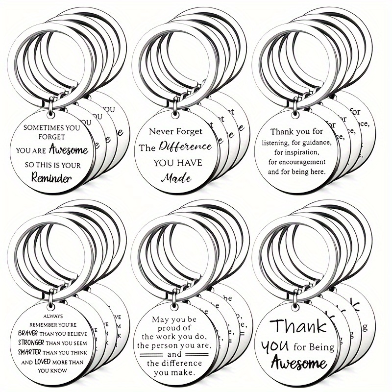 

24pcs Inspirational Thank You Keychains - Ideal Appreciation Gifts For Employees, Teachers, Nurses & Workers - Stainless Steel, Fashionable Danjie