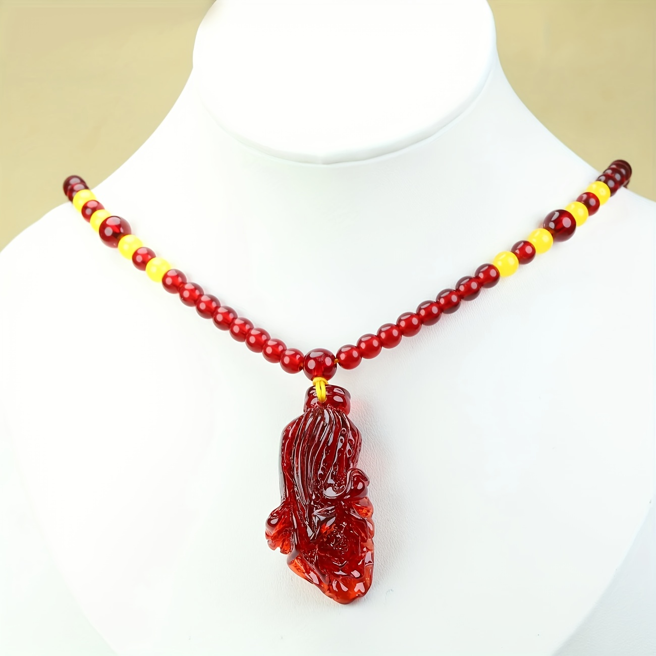 Bohemian Style Blood Red Amber Money Bag Necklace