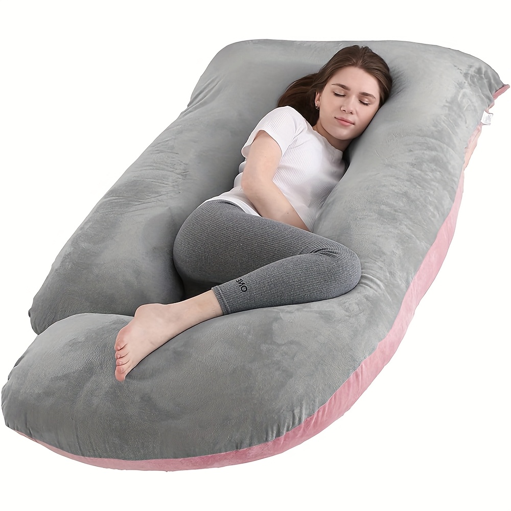 Pregnancy Pillow J Shaped Full Body Pillow with Velvet Cover, 62 inches  Maternity Pillow for Women Back, Legs and Belly Support