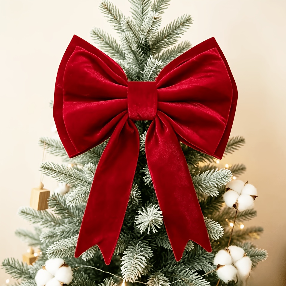 TEMU Large Red Velvet Bow, New Year Red Bow Christmas Tree Decoration, Christmas Wall Hanging Decor, Bow Suitable For Elegant Bedroom Backdrop,