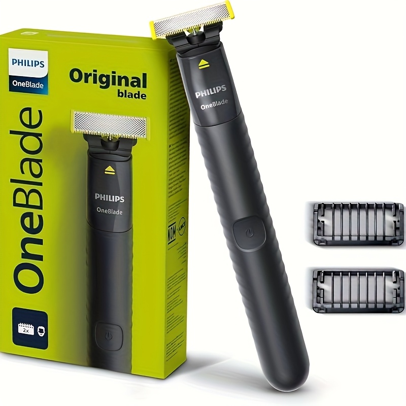     qp1424/10 zum trimmen, konturieren rasieren, 2 x aufsteckbare bartschneidekämme (1,3 mm), wiederaufladbar, für nass- trockenrasur