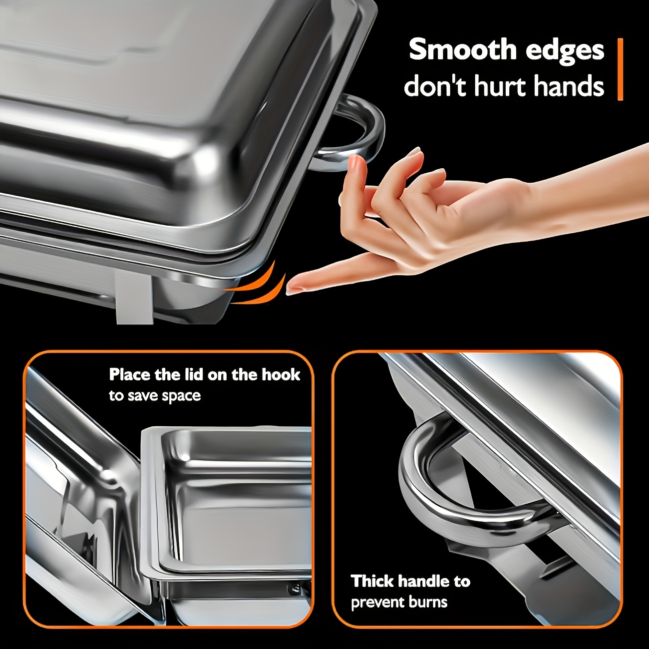 Stainless Steel Rectangular Chafing Dish for Self-Service