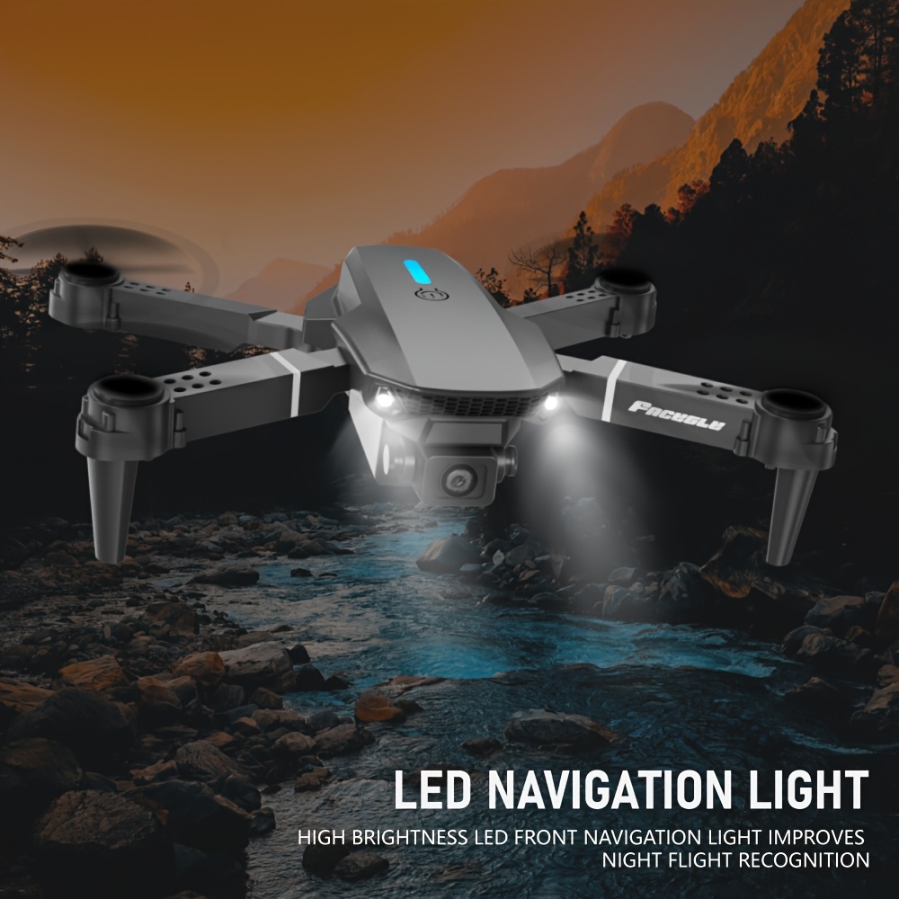 FACEGLE E88 Dron z Podwójnymi Kamerami, Start/Lądowanie Jednym Dotknięciem, Inteligentne Unoszenie się w Powietrzu, Wi-Fi FPV Quadcopter, Długi Czas Lotu, Ładowanie USB, Przyjazny dla Początkujących Dron z Instrukcją, do Fotografii Lotniczej i Vlogowania, Idealne na Prezenty Urodzinowe/Świąteczne (Czarny) - Doskonały dla Młodzieży i Dorosłych, Latający na Zewnątrz, Elegancki Design, Wytrzymała Konstrukcja, Technologii, Mini Dron