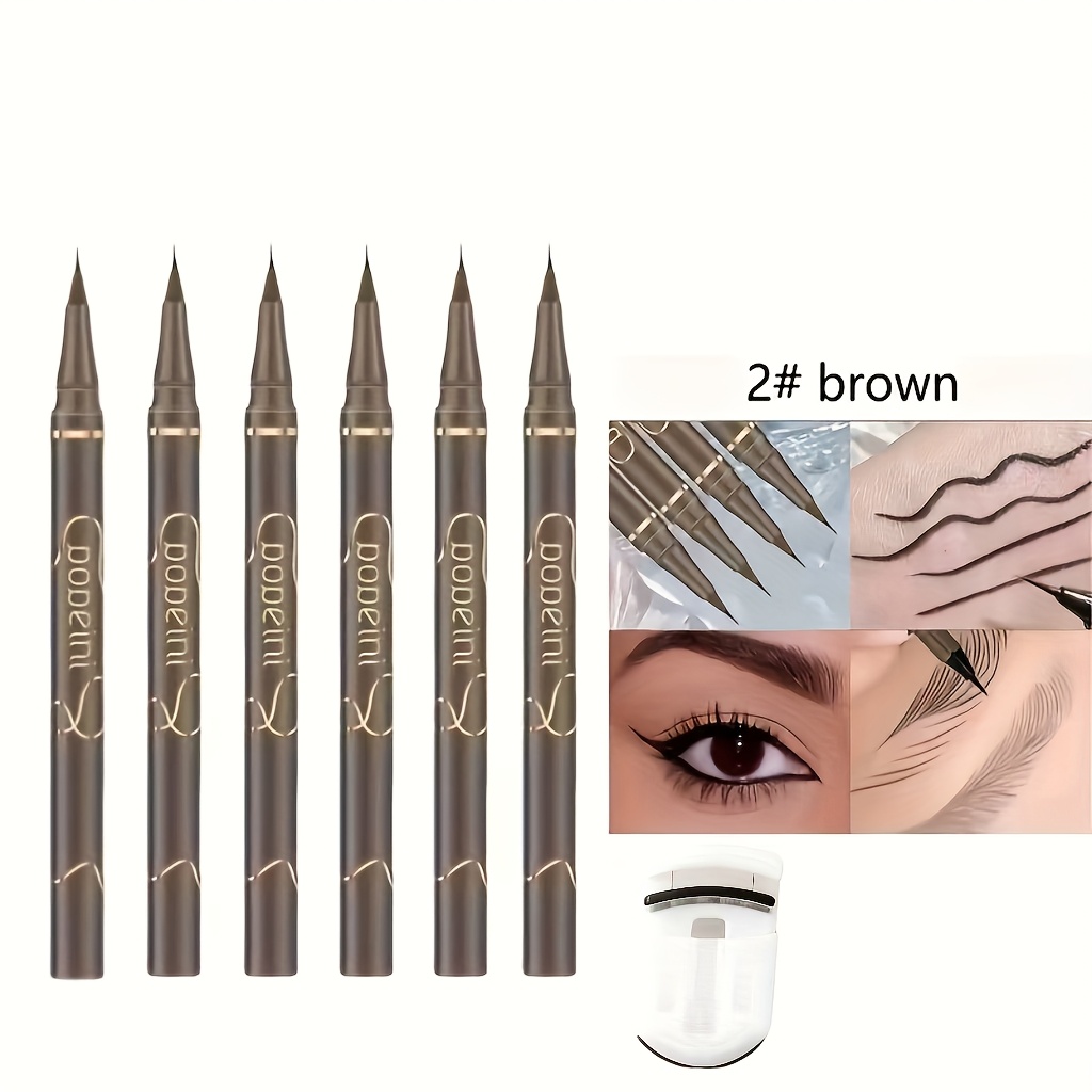TEMU [ Upgraded Version ]6pcs Of Eyebrow And Eyeliner Pencils, Waterproof And Non-smudge, Outlining Delicate Eye Makeup