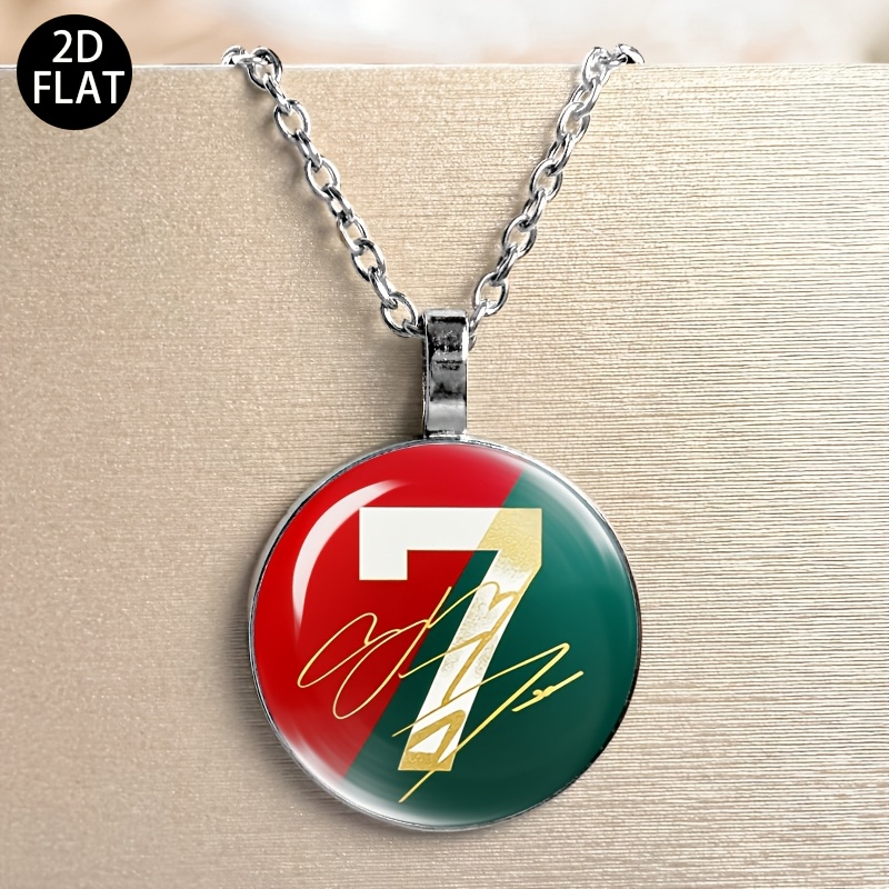 TEMU 1pc Collier avec Pendentif Chiffre 7 Portent - Design T-shirt Tendance, Collier Étoile de Football Inspirant, Décoration Pendentif Thème Sport
