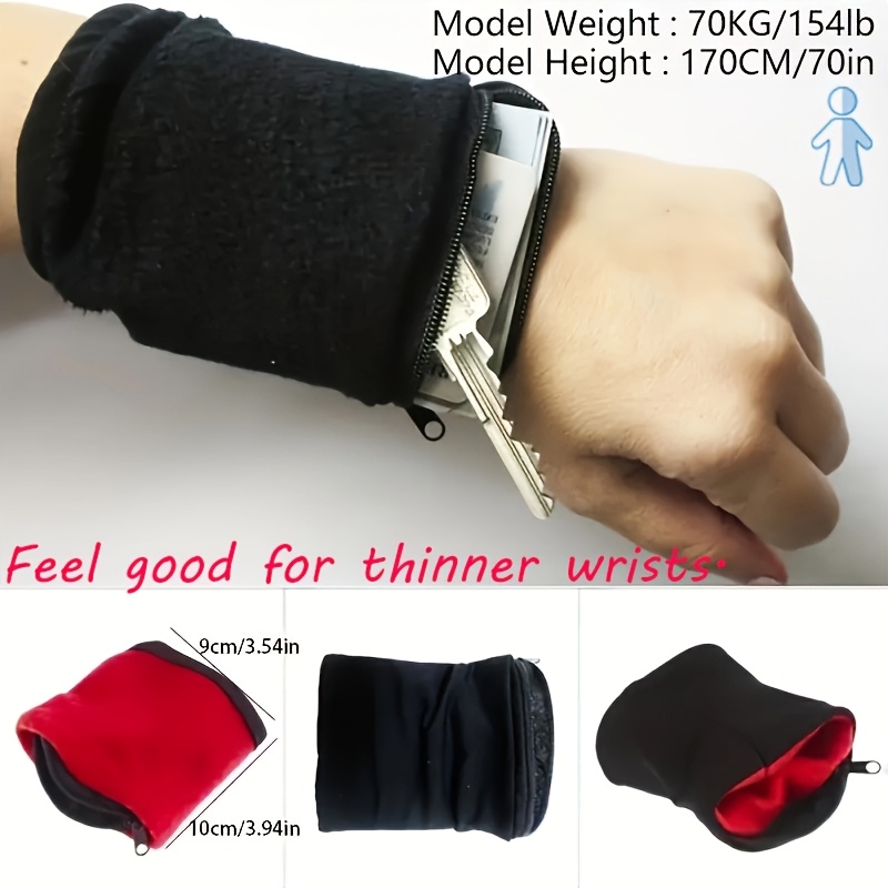 1pc Men's Small Sports Wristband Purse, Key Bag Sweat-absorbent Wristband, Multi-functional Wrist Bag Christmas Gift