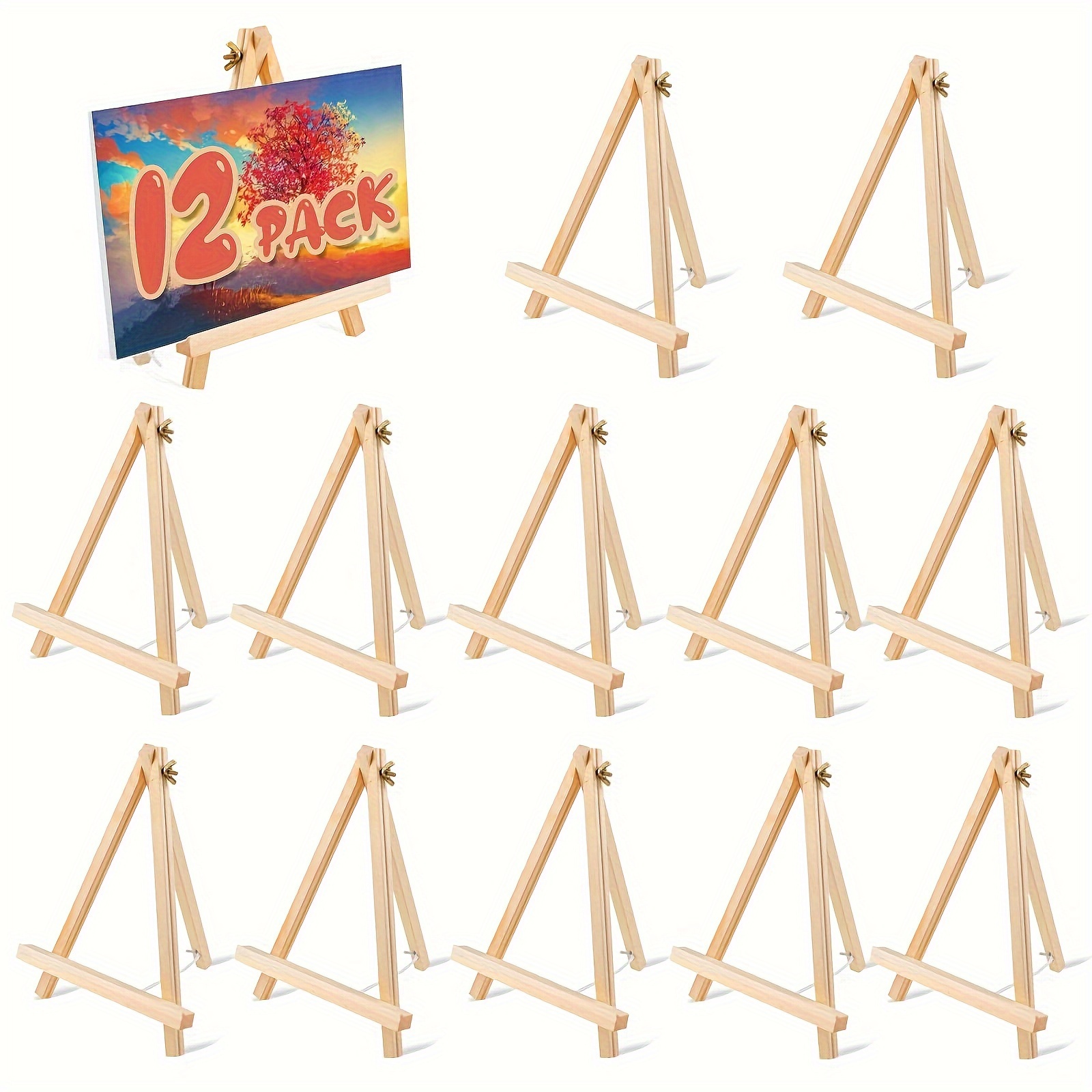 

12 Pack Wooden Easels: Artistic Tripod Stands For Painting Canvases - Suitable For Students And Artists Alike