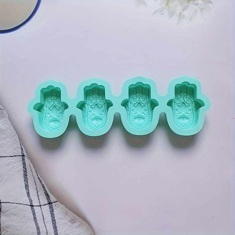 1pc 4- Silicone Palm-shaped Soap Making Mold 3d Craft And Scented Wax Piece Mold