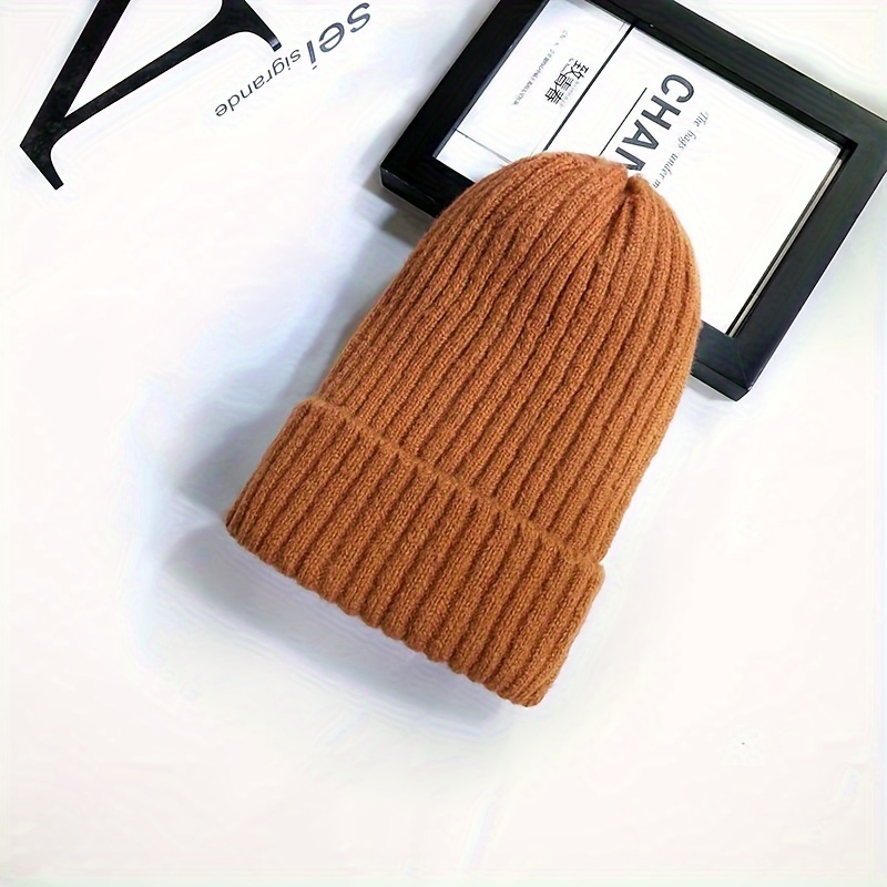 TEMU Cozy Knitted Beanie For Teen Girls - Stretchy, Solid Color, Warm Winter Hat, Perfect For Casual Attire And Christmas