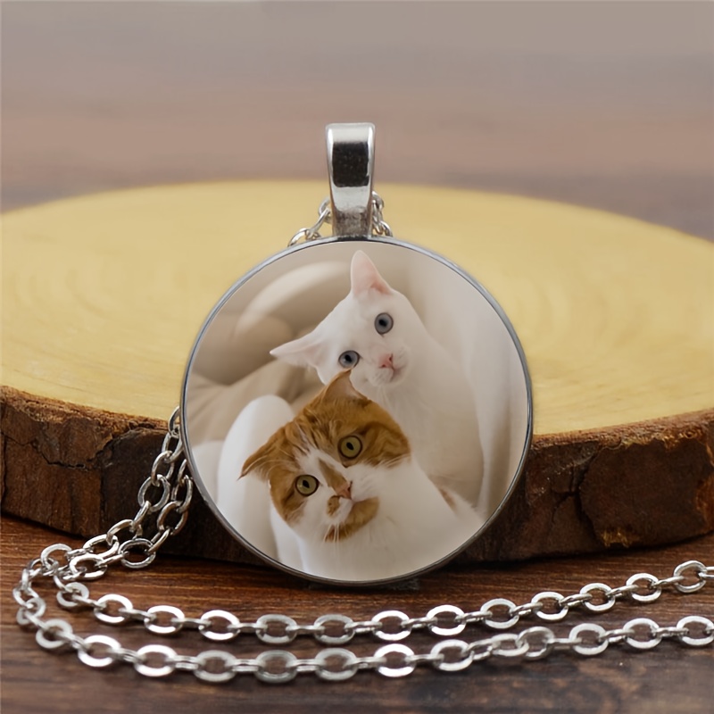 Lovely Cartoon Cat Pattern Ring Cute Hollowed Cat Necklace Temu