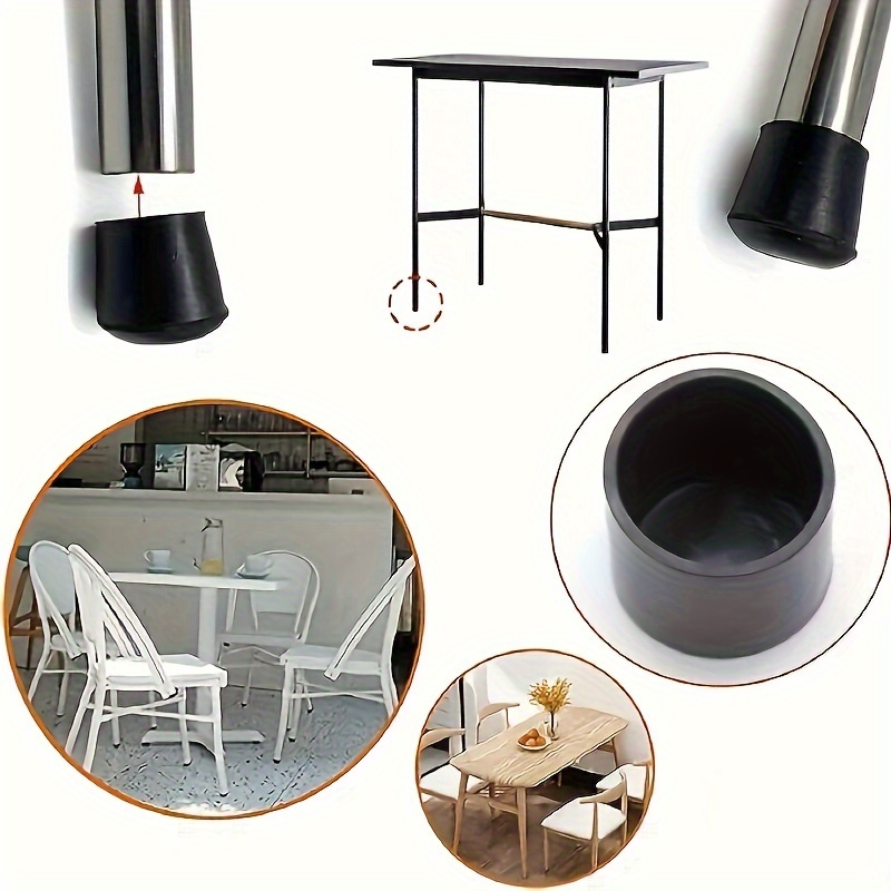 20pcs Black PVC Round Rubber Furniture Leg Caps 5/8&*; to 1-1/4&*; Table  Leg Protectors for Indoor Patio Use