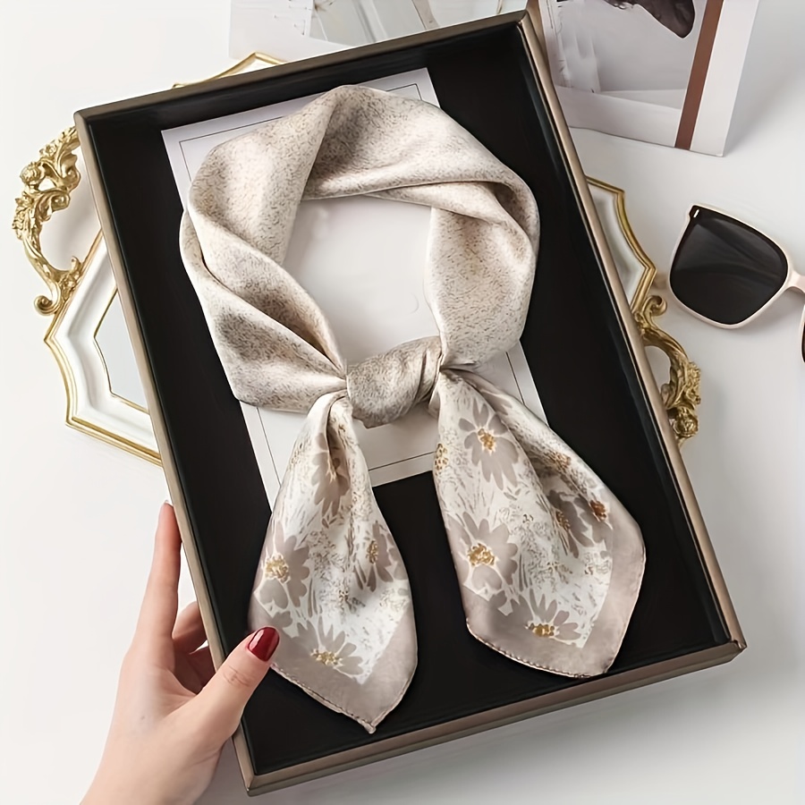 1pc Women's Literary Floral Scarf Business Dress Small Scarf