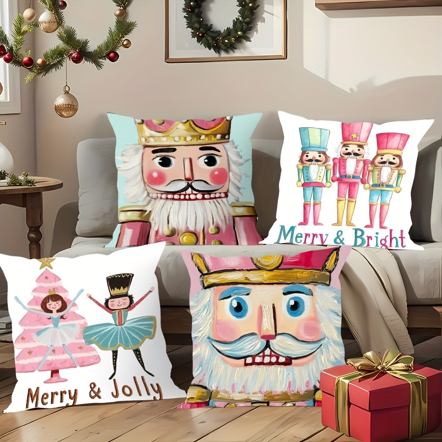 

4pcs Christmas , Printed, , Cushion For , Sofa, , Bedroom -