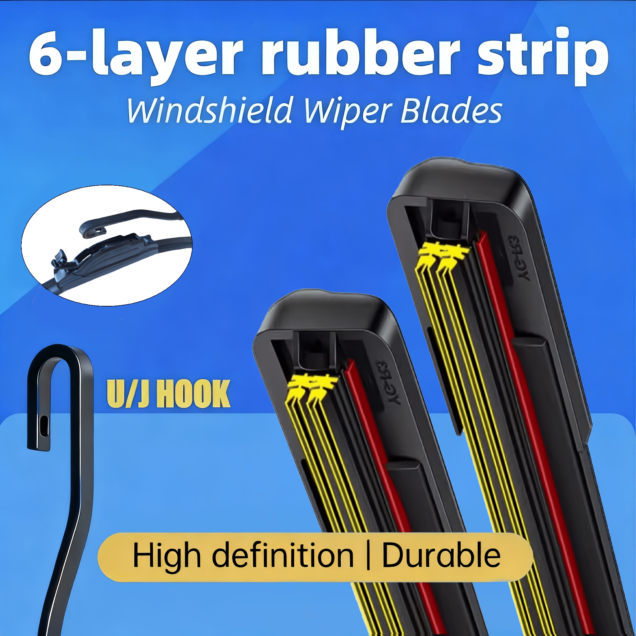 Image of 1pc Car Front Windshield Wiper Blade 6-layer Rubber Strip Wiper Blade Fit / Type, Silicone Boneless Wiper Blades, Lhd&rhd Automotive Replacement Windshield Wiper Blades