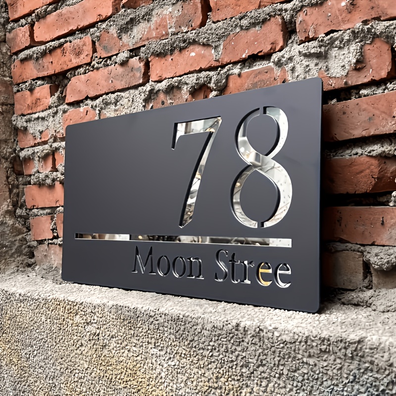 E-shop Individuelles 2D Matte Acryl Hausnummer Schild - Moderne minimalistische Wandmontage Adressschild, mit hochkontrastigen Zahlen, wetterbeständige