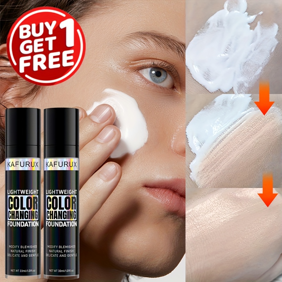 2pcs Foundation For Women, Liquid Foundation Full Coverage, Color Changing Foundation, Nature, Change With Light Beige, Not Sticky, Lasting Makeup Foundation, Create , , Portable Travel Makeup