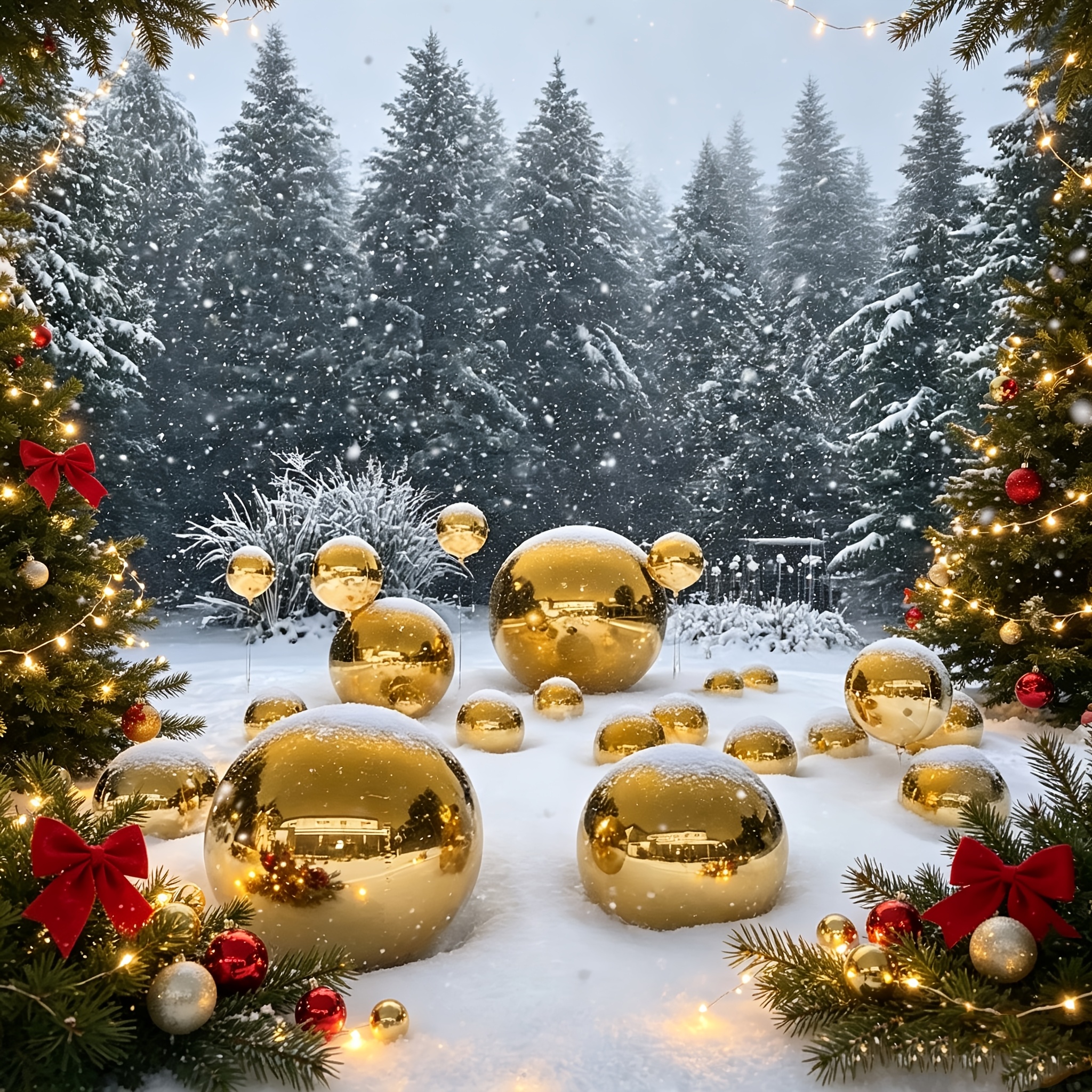 15pcs christmas   balloons with white ribbons large shiny metallic golden reflective balls christmas decorative gift balls christmas decor thanksgiving decor party decor disco party decorations winter decorations