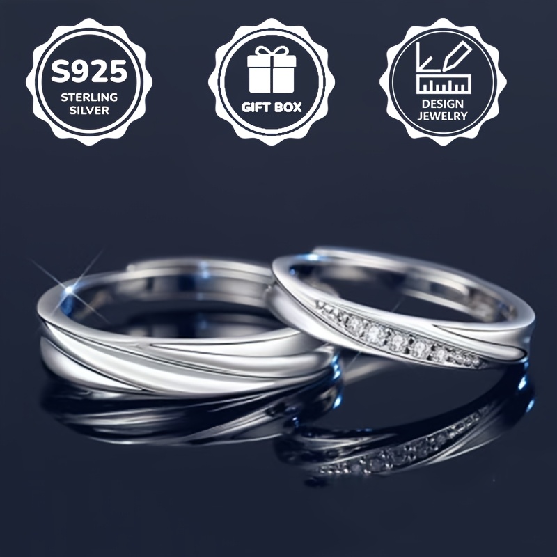 Image of 1pc S925 925 Silver Inlaid With Synthetic Synthetic Zircon​ Men's And Women's High-quality Jewelry Proposal Gift Wearing About 6.5 Grams Category