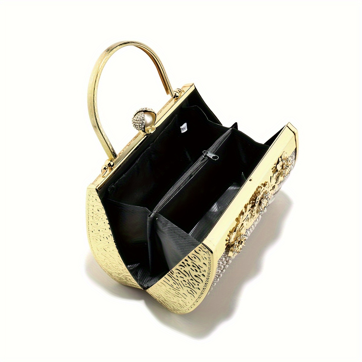 Borsa da donna in velluto con diamanti e perle