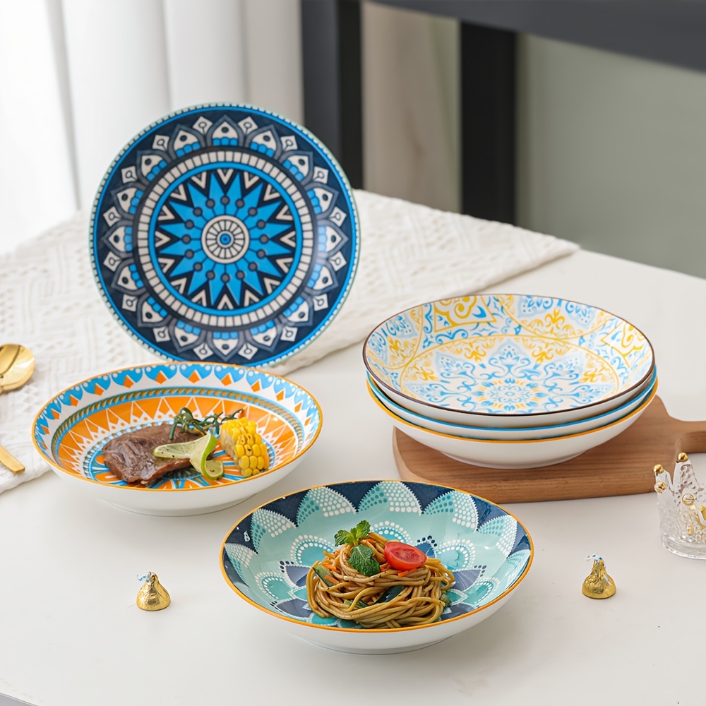 6pcs bohemian ceramic pasta plates salad bowls decorative Temu