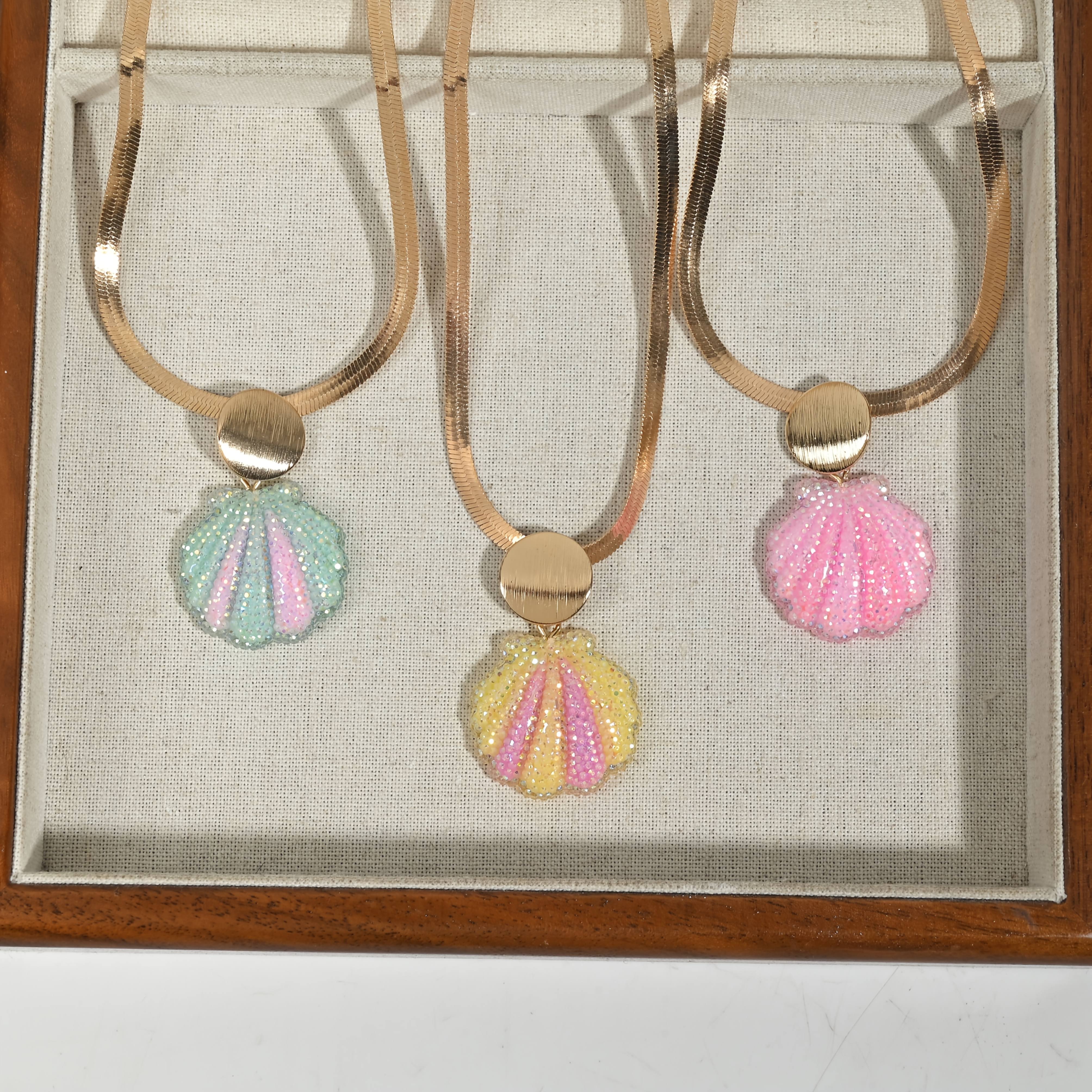 Cute Gradient Sequined Shell Jewelry Set, Snake-Shaped Design