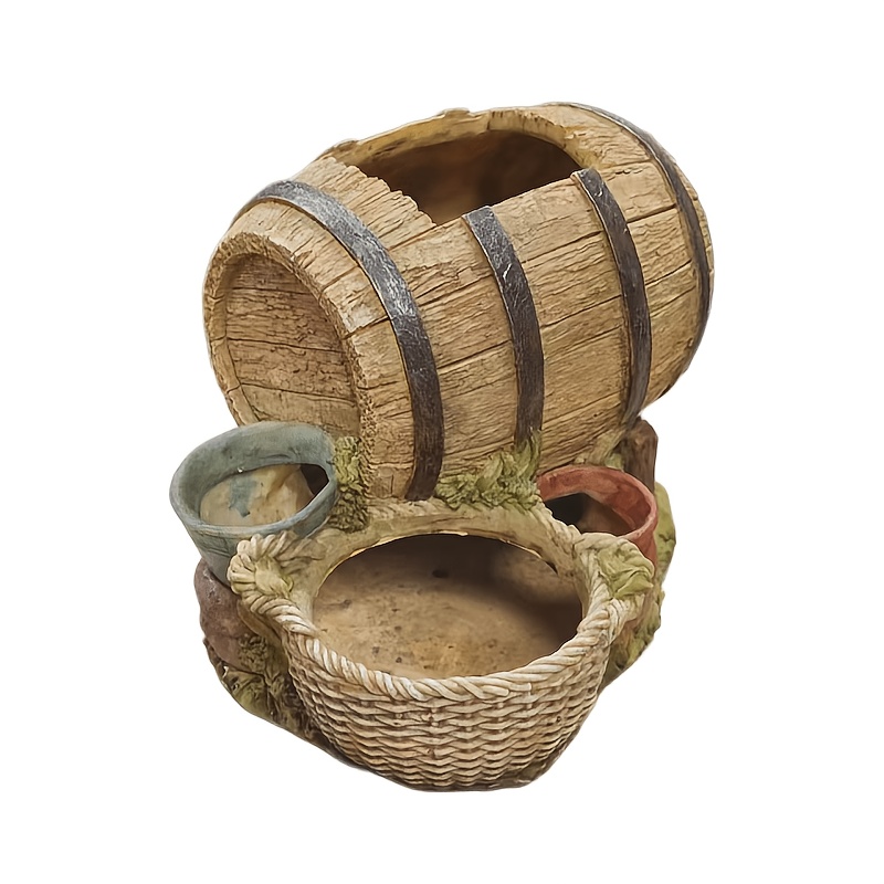 TEMU 1pc 6-inch Courtyard Faux Wine Large Diameter Flower Pot, Retro Style Suitable For Indoor/outdoor Room Office Desktop Decoration Succulent