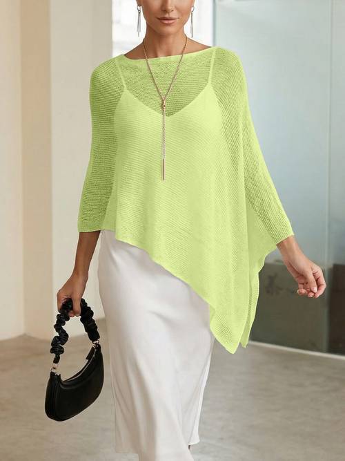 plus size elegant bohemian style womens lightweight shawl cardigan with boat neck and irregular hem plus size