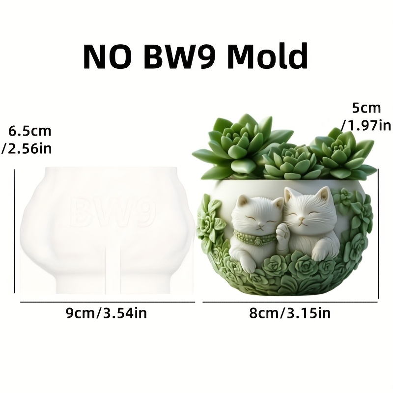 Resin Silicone Mold Cat Flowerpot Resin Silicone Mold Cute Couple Cat Plant Flowerpot Decorative Mold Plaster Mold Concrete Mold