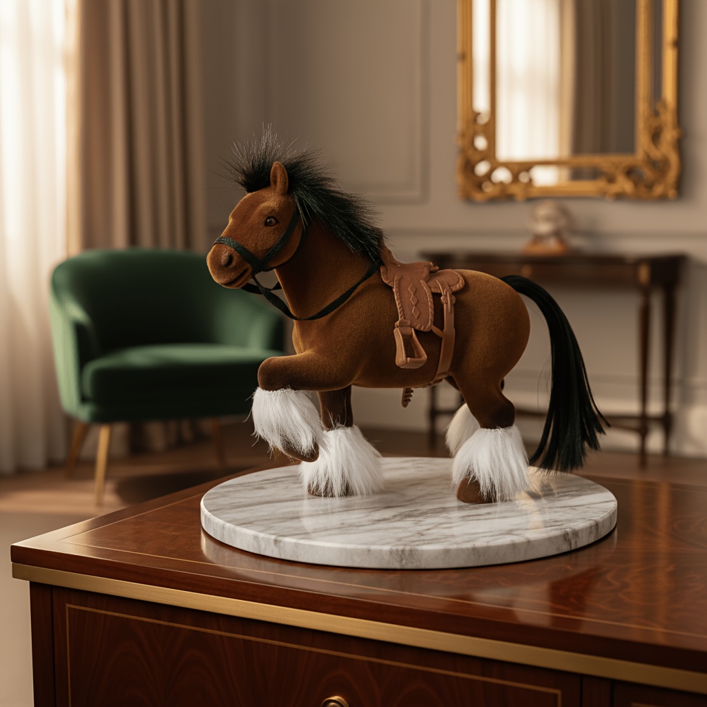 TEMU Ornamento Cavallo Floccato, Floccaggio con Accessorio in , Lavorazione in Pi羅 Fasi, Design Dettagliato, per Esposizione Domestica e Regalo