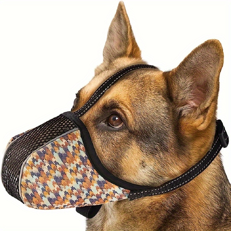 reflective adjustable dog muzzle breathable mesh bite proof Temu