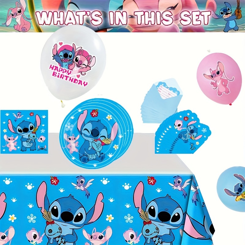 

Disney Stitch 47-piece Party Piece - Complete Birthday & Celebration Kit With Plates, Tablecloths, Invitations, Napkins, Balloons For Graduation, Christmas, Weddings