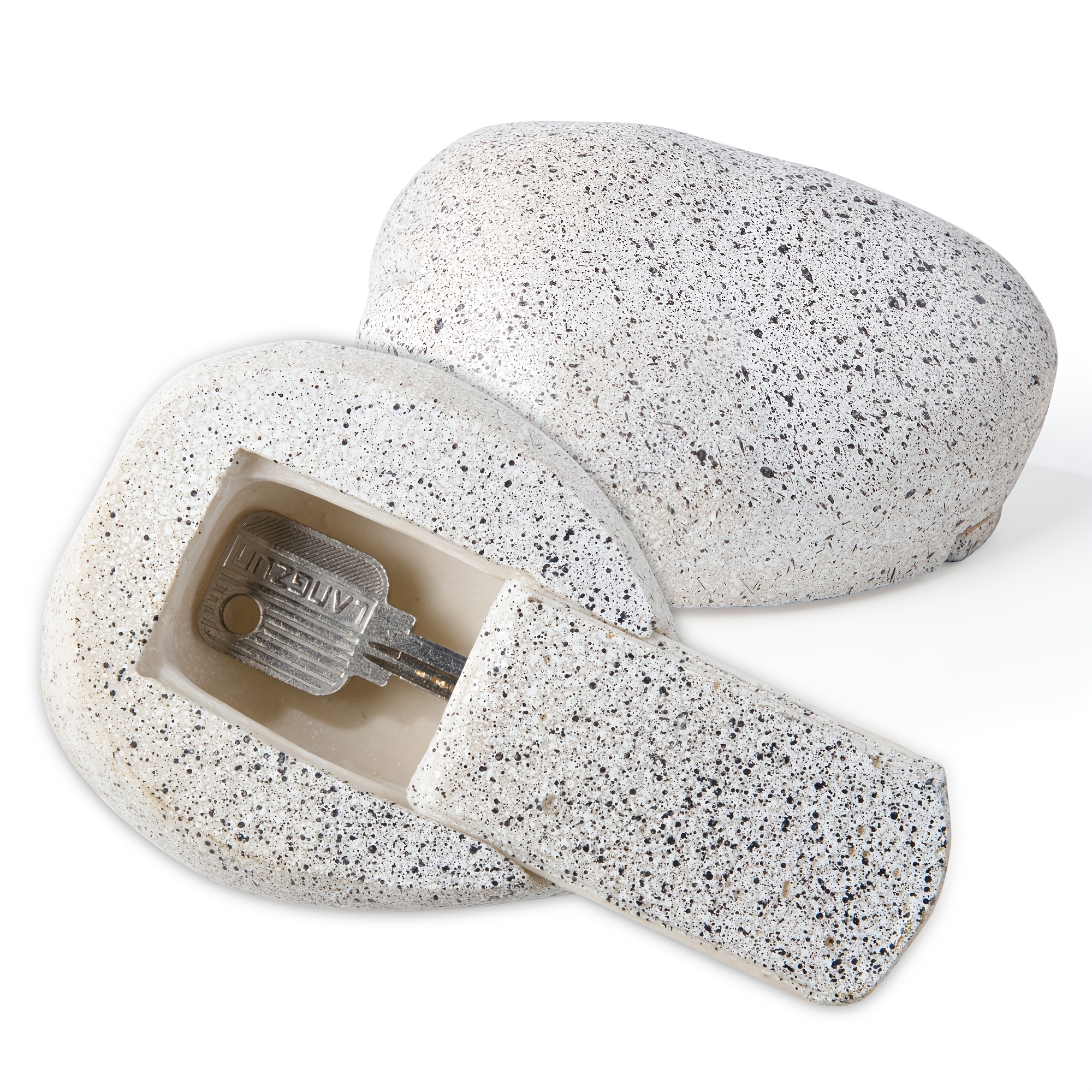 Image of Fake Rock Key Hider Safe For Outdoor Garden Or Yard, Large Size Design Hide A House Lock Box For Outside (type A White, 1 Pack)