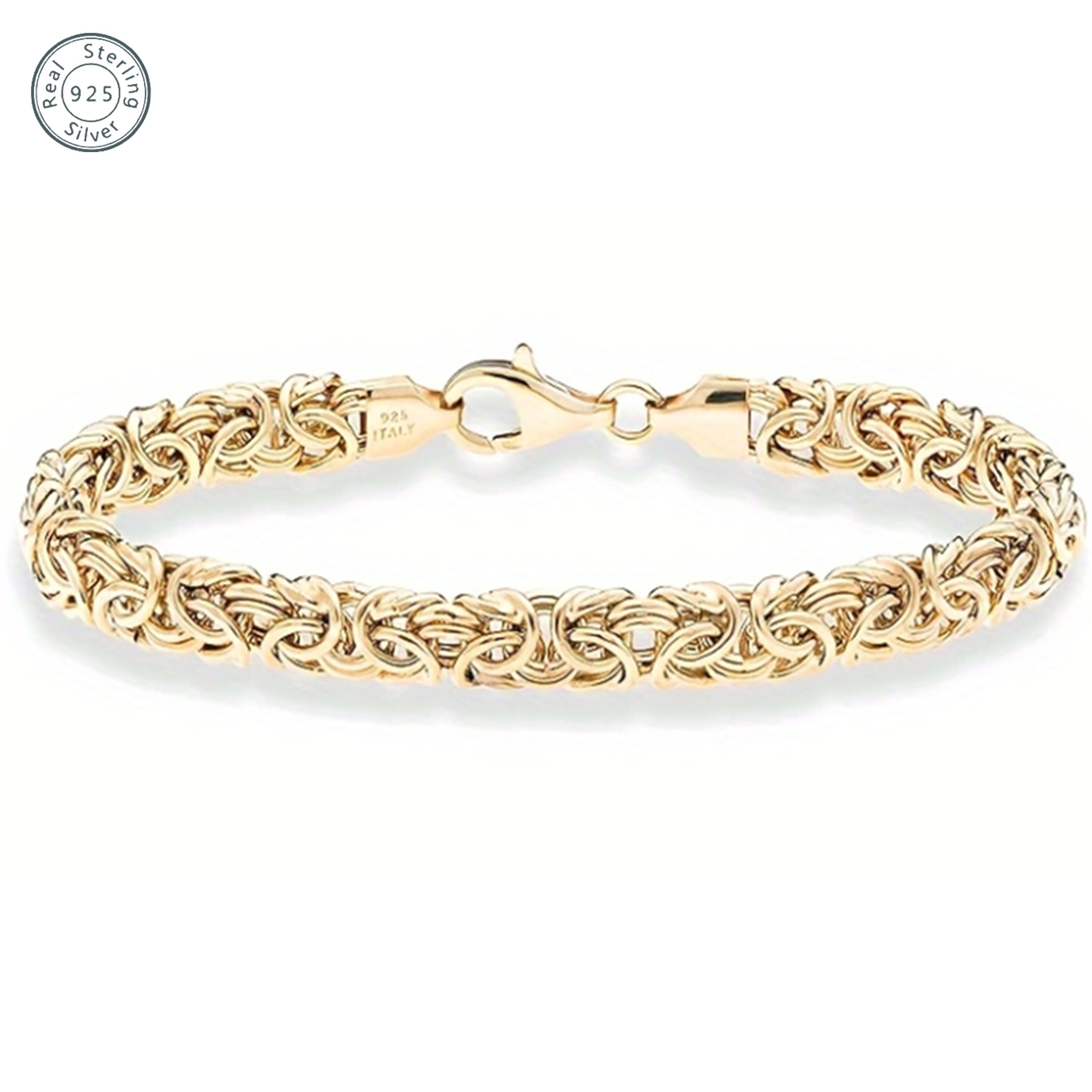 

A 925 Silver, 18- Gold Plated Thick Chain Bracelet, Women's And Women's Bracelet, For Valentine's Day, Day, Birthday And Graduation Ceremony Women's Gift, With A Box