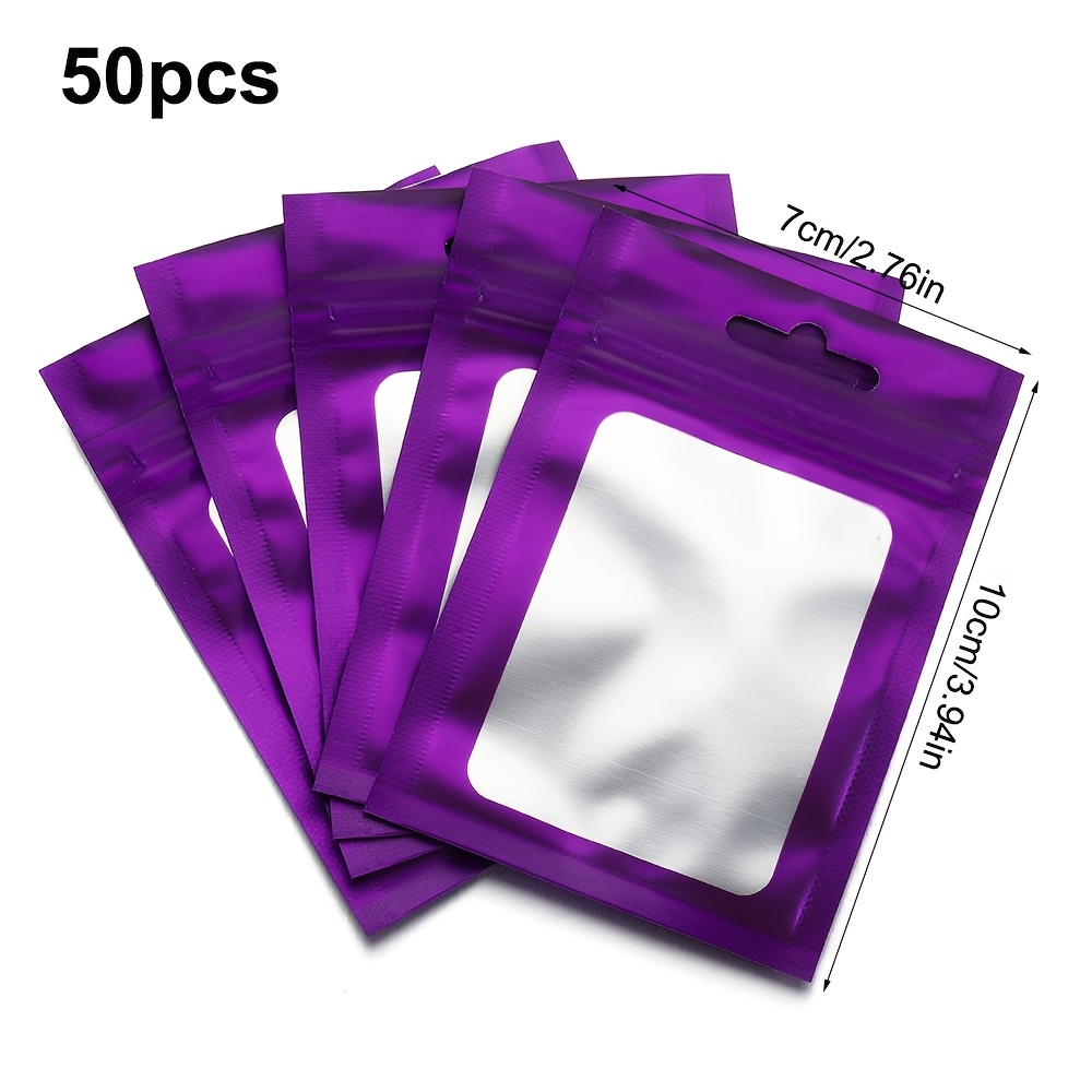 50pcs Colorful Jewelry Sealed Bag Plastic Bag Anti-oxidation Zipper Sealing Jewelry Packaging